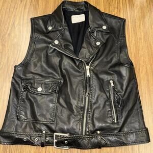 Free People Emilia Vegan Vest Jacket in Black Size M